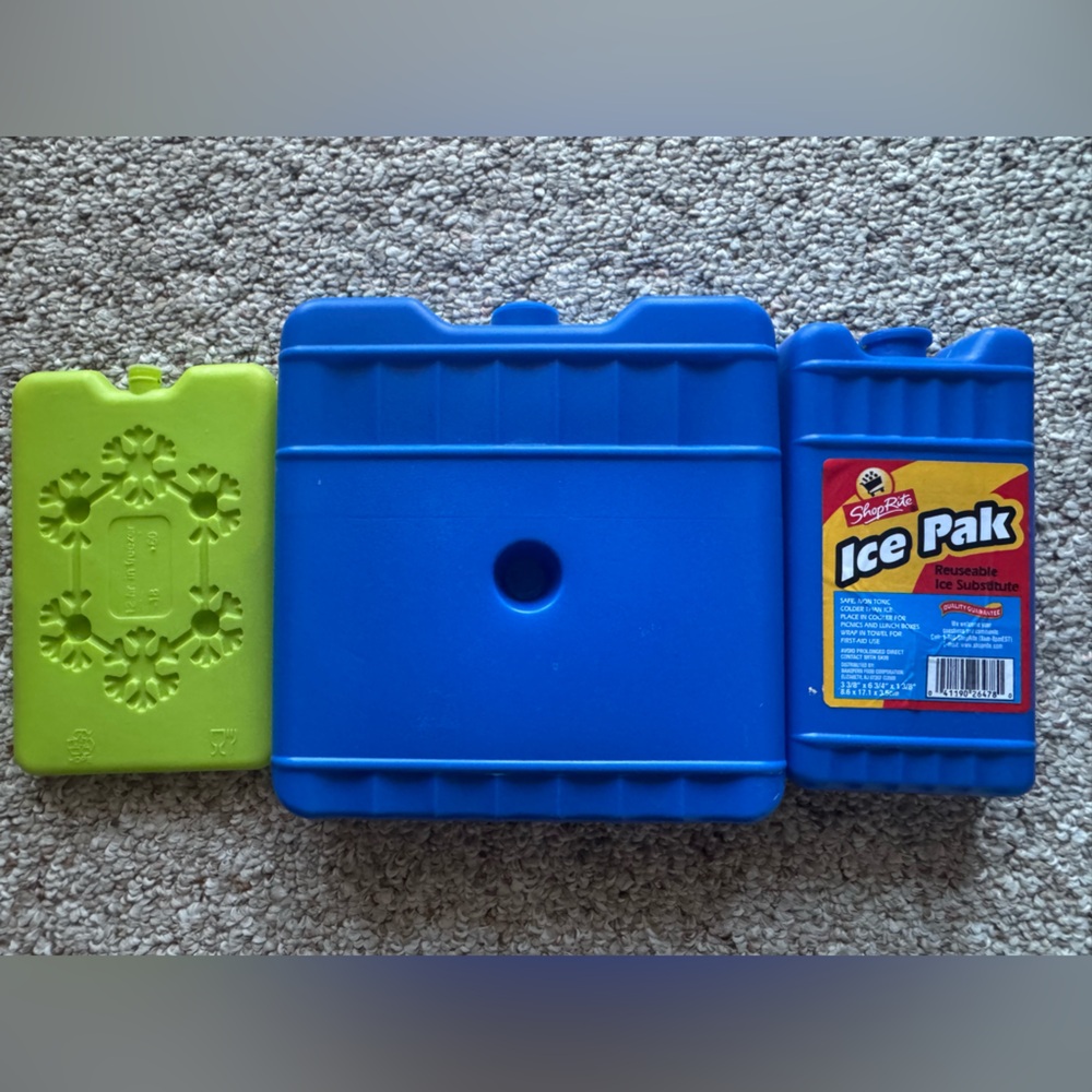 3pk Frozen Ice Pack Set - Blue & Green ShopRite Lifoam NonToxic Cooler Beach